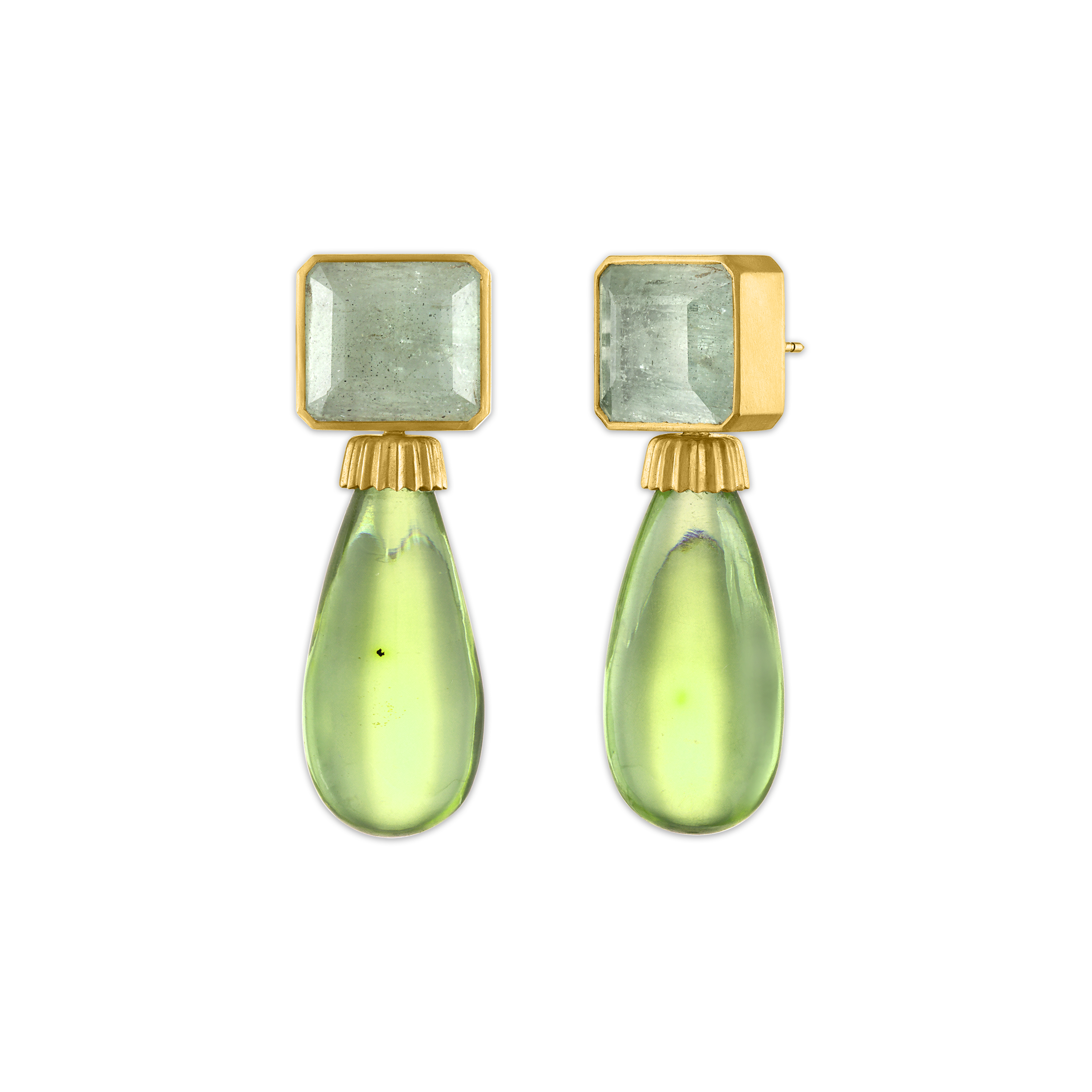 PROUNIS GREEN TOURMALINE CHORDA HOOK EARRINGS