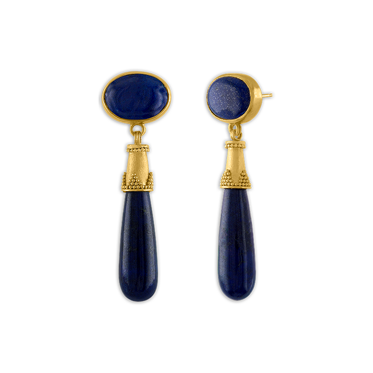 Buy Lapis Lazuli Drop Earrings in Gold or Silver Blue Teardrop Online in  India  Etsy